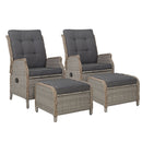 Set of 2 Recliner Chairs Sun lounge Outdoor Patio Furniture Wicker Sofa Lounger