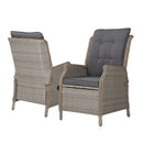 Set of 2 Recliner Chairs Sun lounge Outdoor Patio Furniture Wicker Sofa Lounger