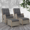 Set of 2 Recliner Chairs Sun lounge Outdoor Patio Furniture Wicker Sofa Lounger