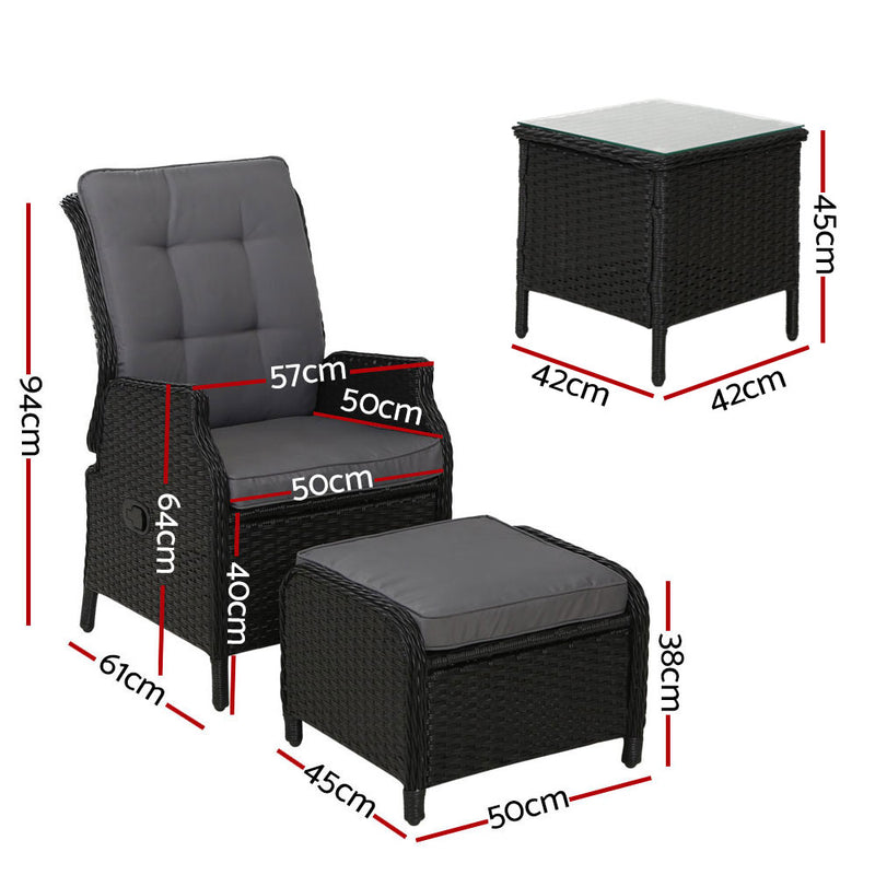 Recliner Chairs Sun lounge Setting Outdoor Furniture Patio Garden Wicker
