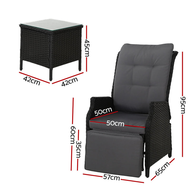 Recliner Chairs Sun lounge Setting Outdoor Furniture Patio Wicker Sofa