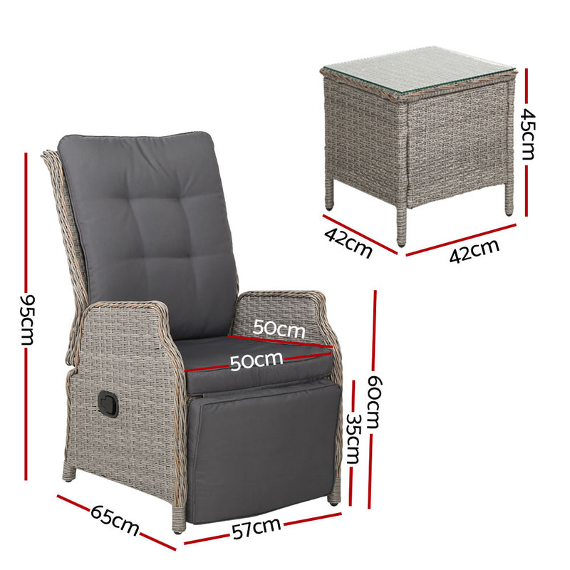 Recliner Chairs Outdoor Sun lounge Setting Patio Furniture Wicker Sofa