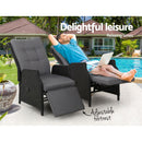 Set of 2 Recliner Chairs Sun lounge Outdoor Furniture Setting Patio Wicker Sofa Black