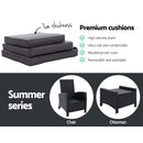 Sun lounge Recliner Chair Wicker Lounger Sofa Day Bed Outdoor Furniture Patio Garden Cushion Ottoman Black