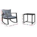 Outdoor Chair Rocking Set - Black