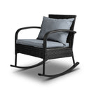 Outdoor Furniture Rocking Chair Wicker Garden Patio Lounge Setting Black