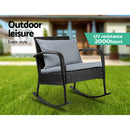 Outdoor Furniture Rocking Chair Wicker Garden Patio Lounge Setting Black
