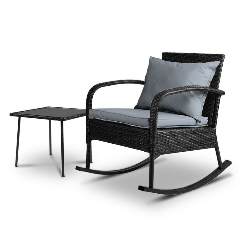 Wicker Rocking Chairs Table Set Outdoor Setting Recliner Patio Furniture