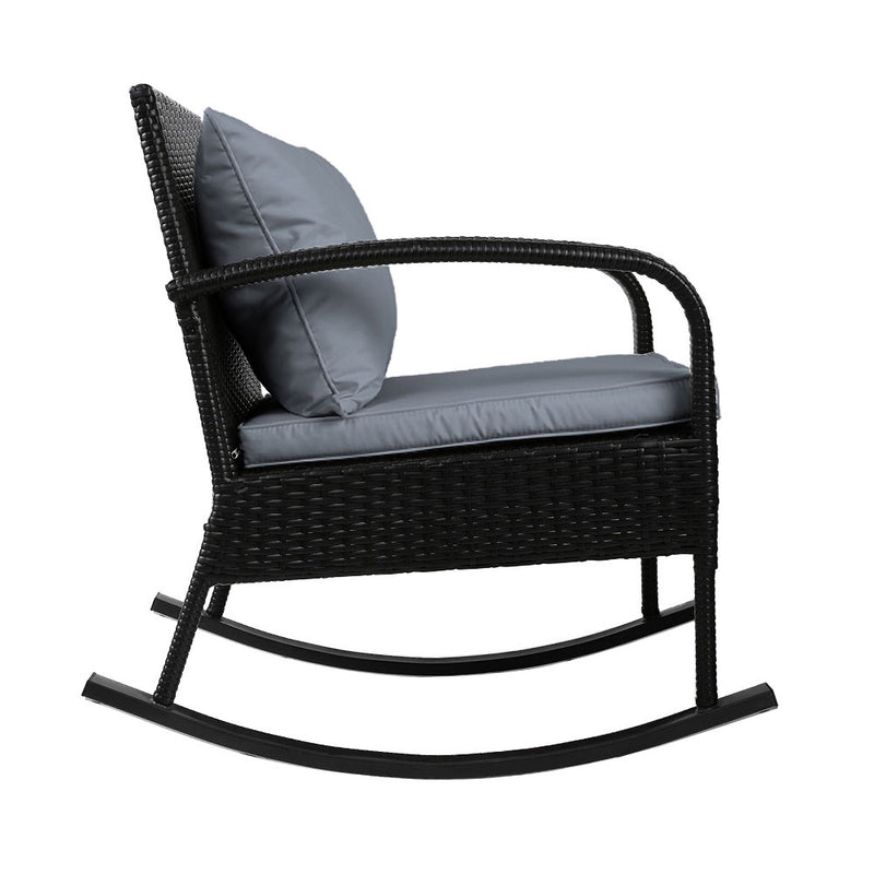 Wicker Rocking Chairs Table Set Outdoor Setting Recliner Patio Furniture