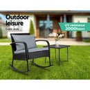 Wicker Rocking Chairs Table Set Outdoor Setting Recliner Patio Furniture