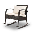 Rocking Chairs Table Set Outdoor Setting Wicker Recliner Patio Furniture Brown