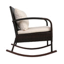 Rocking Chairs Table Set Outdoor Setting Wicker Recliner Patio Furniture Brown