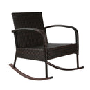 Rocking Chairs Table Set Outdoor Setting Wicker Recliner Patio Furniture Brown