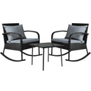 3 Piece Outdoor Chair Rocking Set - Black