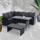 Outdoor Furniture Dining Setting Sofa Set Lounge Wicker 8 Seater Black