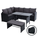 Outdoor Furniture Dining Setting Sofa Set Wicker 8 Seater Storage Cover Black