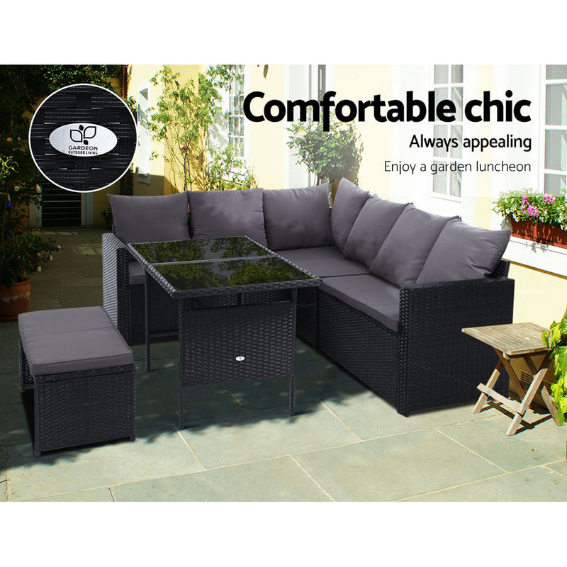 Outdoor Furniture Dining Setting Sofa Set Wicker 8 Seater Storage Cover Black