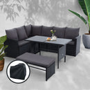Outdoor Furniture Dining Setting Sofa Set Wicker 8 Seater Storage Cover Black