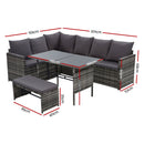 Outdoor Furniture Dining Setting Sofa Set Lounge Wicker 8 Seater Mixed Grey