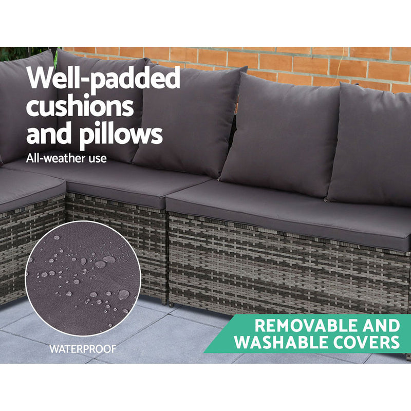 Outdoor Furniture Dining Setting Sofa Set Lounge Wicker 8 Seater Mixed Grey