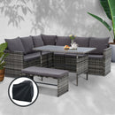 Outdoor Furniture Dining Setting Sofa Set Wicker 8 Seater Storage Cover Mixed Grey