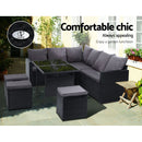 Outdoor Furniture Dining Setting Sofa Set Lounge Wicker 9 Seater Black