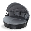 Outdoor Lounge Setting Patio Furniture Sofa Wicker Garden Rattan Set Day Bed Black