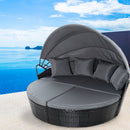 Outdoor Lounge Setting Patio Furniture Sofa Wicker Garden Rattan Set Day Bed Black