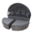 Outdoor Lounge Setting Patio Furniture Sofa Wicker Garden Rattan Set Day Bed Grey