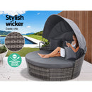 Outdoor Lounge Setting Patio Furniture Sofa Wicker Garden Rattan Set Day Bed Grey