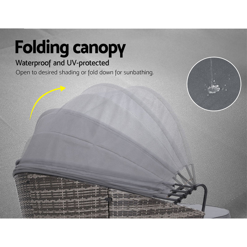 Outdoor Lounge Setting Patio Furniture Sofa Wicker Garden Rattan Set Day Bed Grey