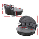 Outdoor Lounge Setting Sofa Patio Furniture Wicker Garden Rattan Set Day Bed Black