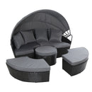Outdoor Lounge Setting Sofa Patio Furniture Wicker Garden Rattan Set Day Bed Black