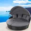 Outdoor Lounge Setting Sofa Patio Furniture Wicker Garden Rattan Set Day Bed Black