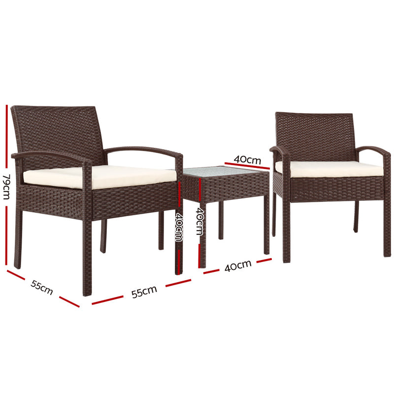 3-piece Outdoor Set - Brown