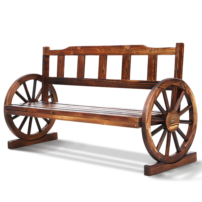 Garden Bench Wooden Wagon Chair 3 Seat Outdoor Furniture Backyard Lounge Charcoal