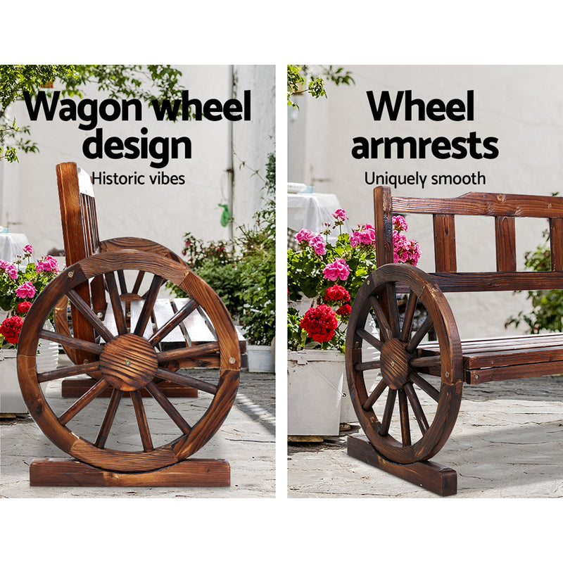 Garden Bench Wooden Wagon Chair 3 Seat Outdoor Furniture Backyard Lounge Charcoal