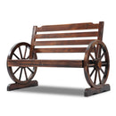 Wooden Wagon Wheel Bench - Brown