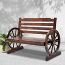 Wooden Wagon Wheel Bench - Brown