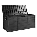 290L Outdoor Storage Box Lockable Weatherproof Garden Deck Toy Shed ALL BLACK