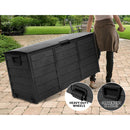 290L Outdoor Storage Box Lockable Weatherproof Garden Deck Toy Shed ALL BLACK