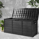 290L Outdoor Storage Box Lockable Weatherproof Garden Deck Toy Shed ALL BLACK