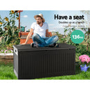 Outdoor Storage Box Container Garden Toy Indoor Tool Chest Sheds 270L Black