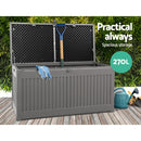 Outdoor Storage Box Container Garden Toy Indoor Tool Chest Sheds 270L Dark Grey