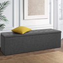 Storage Ottoman Blanket Box Linen Foot Stool Rest Chest Couch Grey