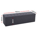 Storage Ottoman Blanket Box Grey LARGE Fabric Rest Chest Toy Foot Stool
