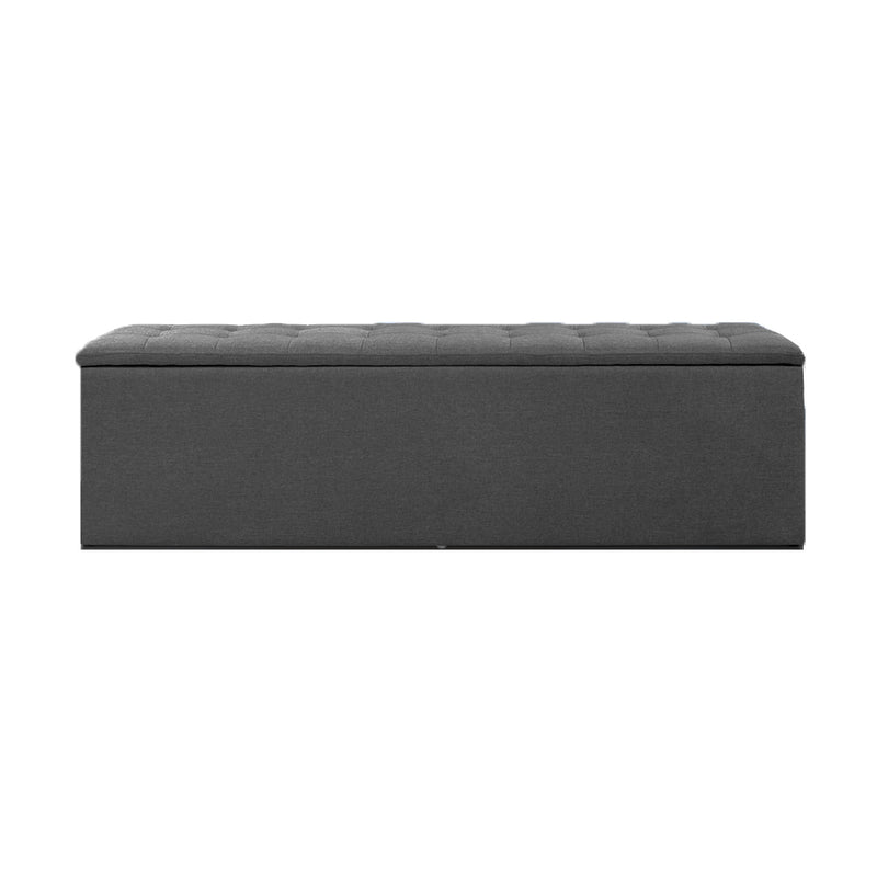 Storage Ottoman Blanket Box Grey LARGE Fabric Rest Chest Toy Foot Stool