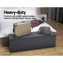 Storage Ottoman Blanket Box Grey LARGE Fabric Rest Chest Toy Foot Stool