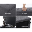 Storage Ottoman Blanket Box Grey LARGE Fabric Rest Chest Toy Foot Stool