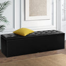 Storage Ottoman Blanket Box Black LARGE Leather Rest Chest Toy Foot Stool